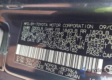 2009 Toyota Yaris из США, поврежденный, VIN JTDBT903794045182